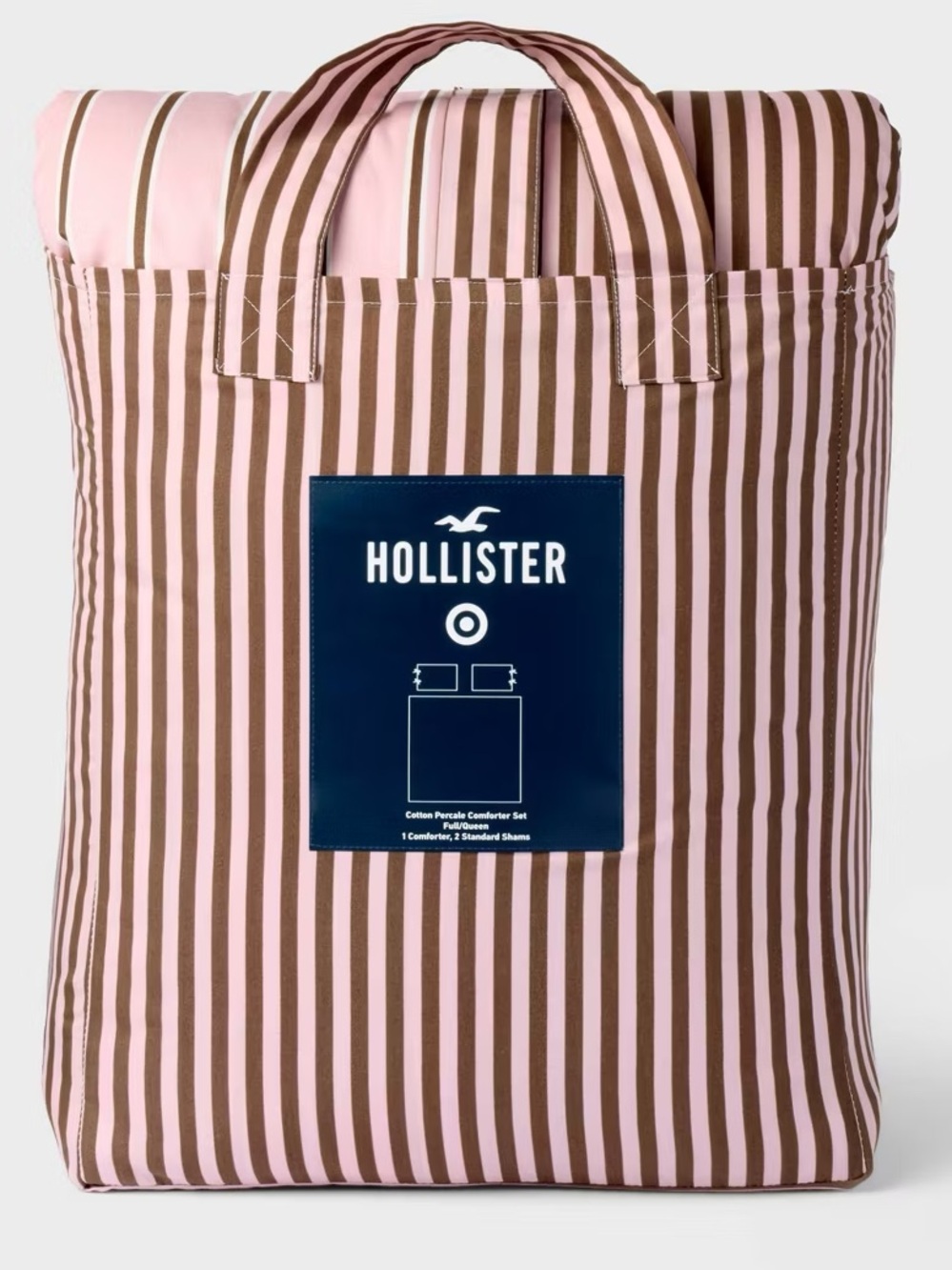 Twin/TwinXL Percale Patchwork Comforter Set Pink Brown Stripes Hollister Target